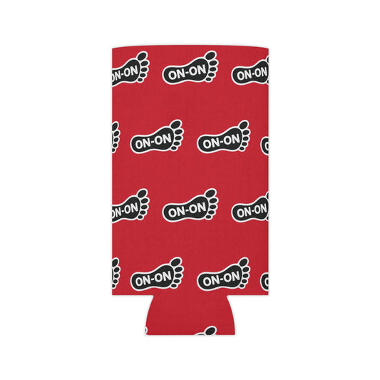 WAH3 On-on Red Footprint Can Cooler – Fun & Quirky Drink Sleeve for Parties