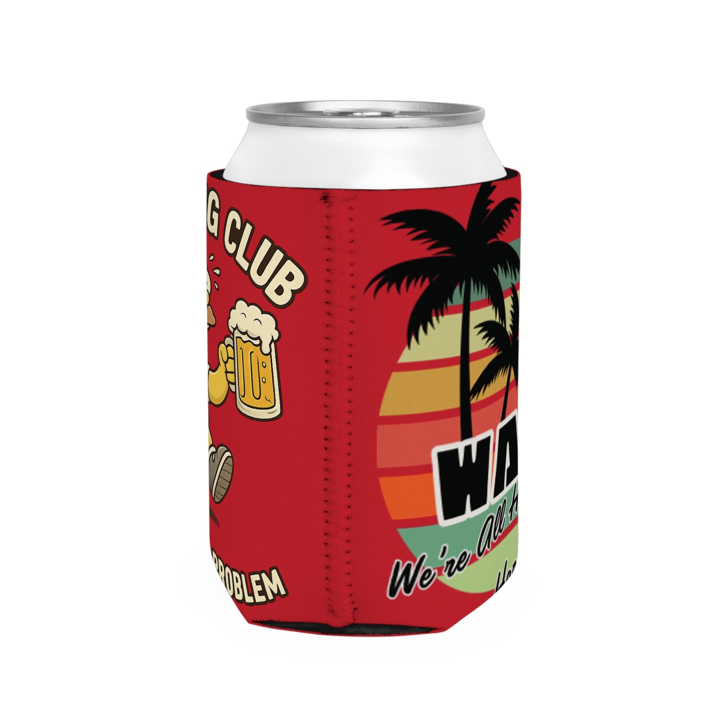 WAH3 Red Tropic Simpsons Runnin Parody Funny Can Cooler Sleeve, Beverage Insulator for Parties, Novelty Gift for Beer Lovers, Unique Wedding Favor, Summer BBQ Accessory