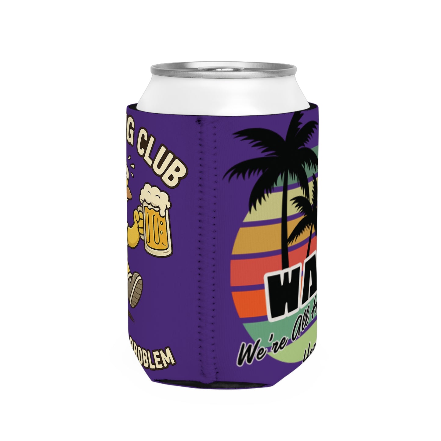 WAH3 Purple Tropic Simpsons Runnin Parody Funny Can Cooler Sleeve, Beverage Insulator for Parties, Novelty Gift for Beer Lovers, Unique Wedding Favor, Summer BBQ Accessory
