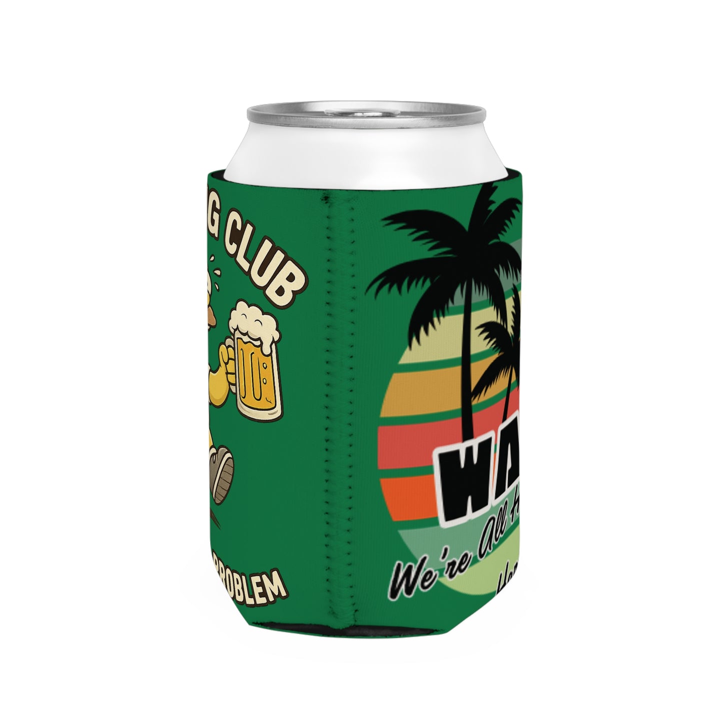 WAH3 Green Tropic Simpsons Runnin Parody Funny Can Cooler Sleeve, Beverage Insulator for Parties, Novelty Gift for Beer Lovers, Unique Wedding Favor, Summer BBQ Accessory