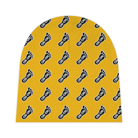 WAH3 On-on Foot Yellow Baby Beanie | Cute Newborn Gift, Baby Shower Accessory, Everyday Comfort, Infant Hat, First Christmas Beanie