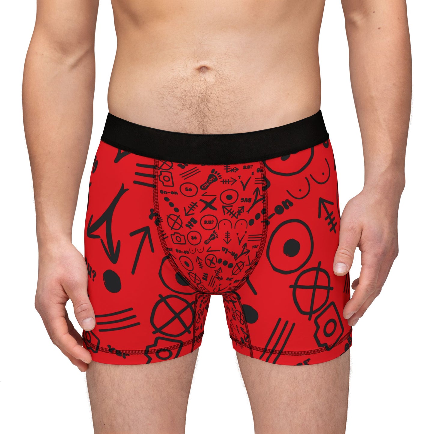 WAH3 Hash Symbols Red Men's Boxers, Unique Printed Underwear, AOP Boxers for Everyday Comfort, Fun Gift for Men, Stylish Menswear