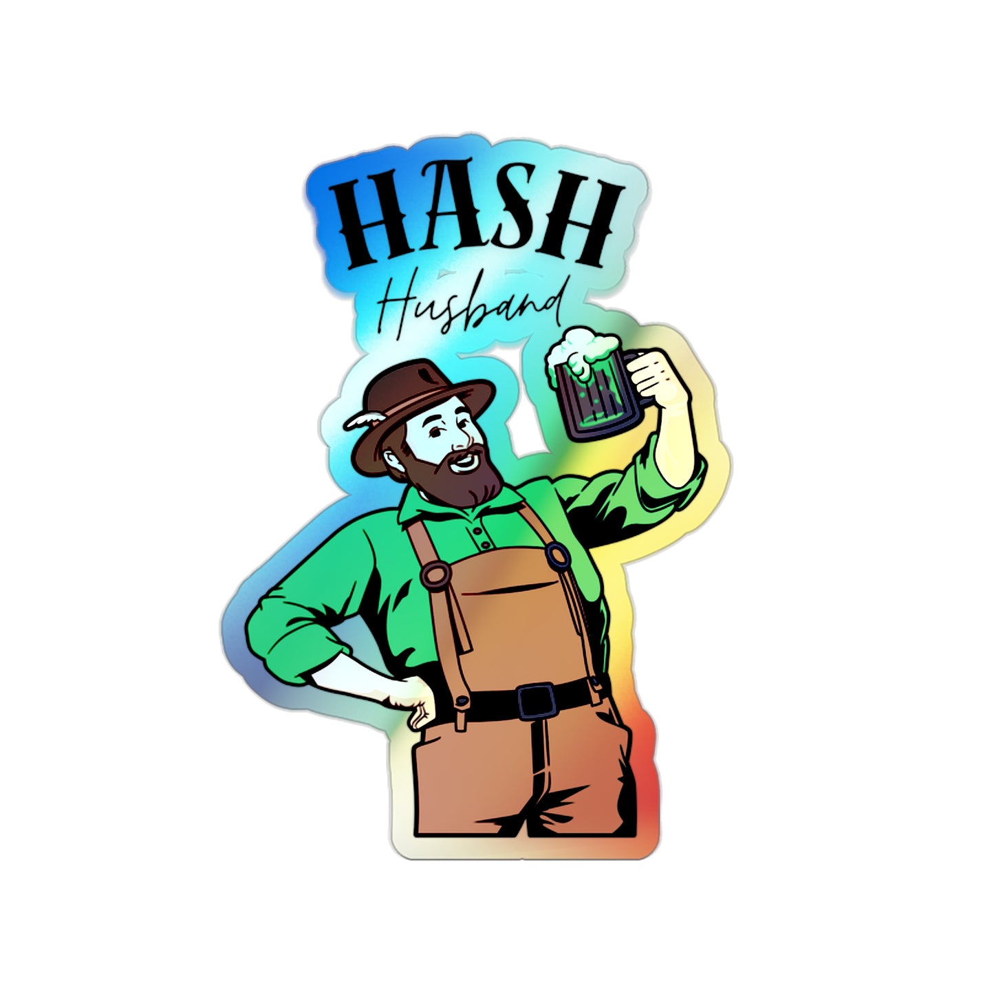 Holographic WAH3 Hash Husband Die-Cut Stickers - Fun and Unique Designs for Everyday Adventures