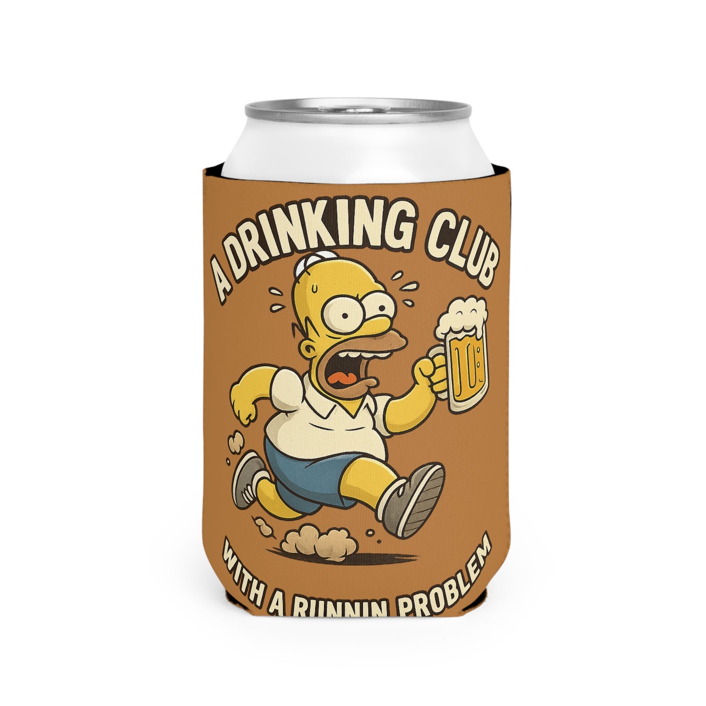WAH3 Brown Tropic Simpsons Runnin Parody Funny Can Cooler Sleeve, Beverage Insulator for Parties, Novelty Gift for Beer Lovers, Unique Wedding Favor, Summer BBQ Accessory