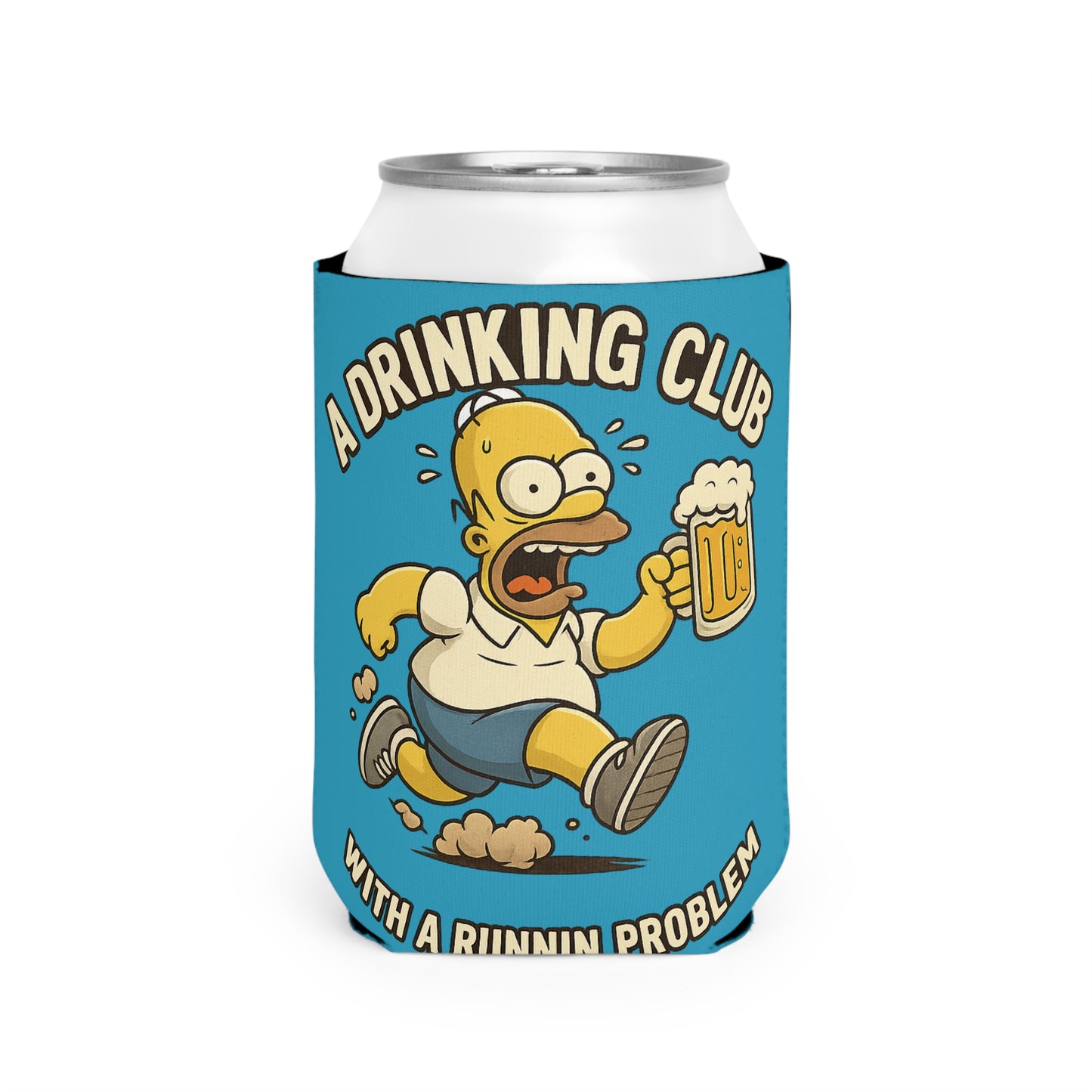 WAH3 Turquoise Tropic Simpsons Runnin Parody Funny Can Cooler Sleeve, Beverage Insulator for Parties, Novelty Gift for Beer Lovers, Unique Wedding Favor, Summer BBQ Accessory
