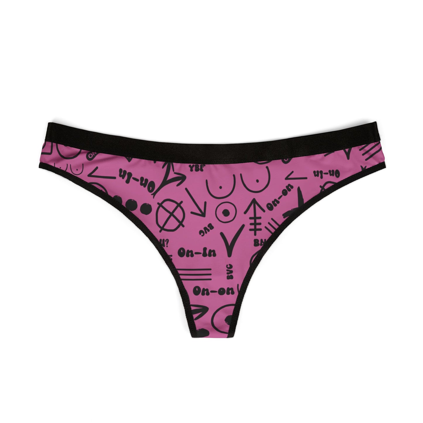 WAH3 Symbols Pink Women's Thongs, Fun Underwear, Stylish Lingerie, Graphic Briefs, Unique Gift for Her
