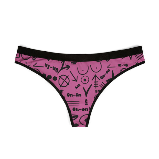 WAH3 Symbols Pink Women's Thongs, Fun Underwear, Stylish Lingerie, Graphic Briefs, Unique Gift for Her