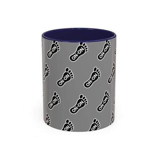 WAH3 Grey BG On-On Footprint Accent Coffee Mug - 11oz & 15oz