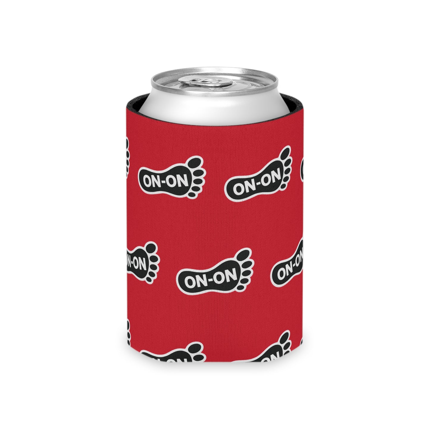 WAH3 On-on Red Footprint Can Cooler – Fun & Quirky Drink Sleeve for Parties