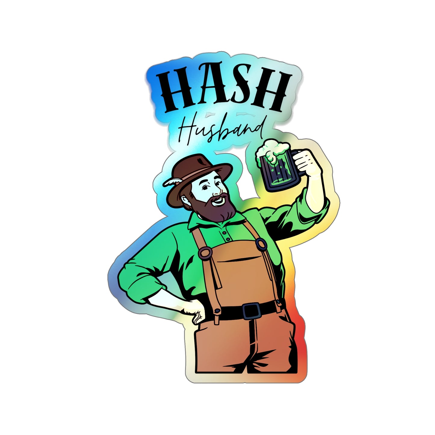 Holographic WAH3 Hash Husband Die-Cut Stickers - Fun and Unique Designs for Everyday Adventures