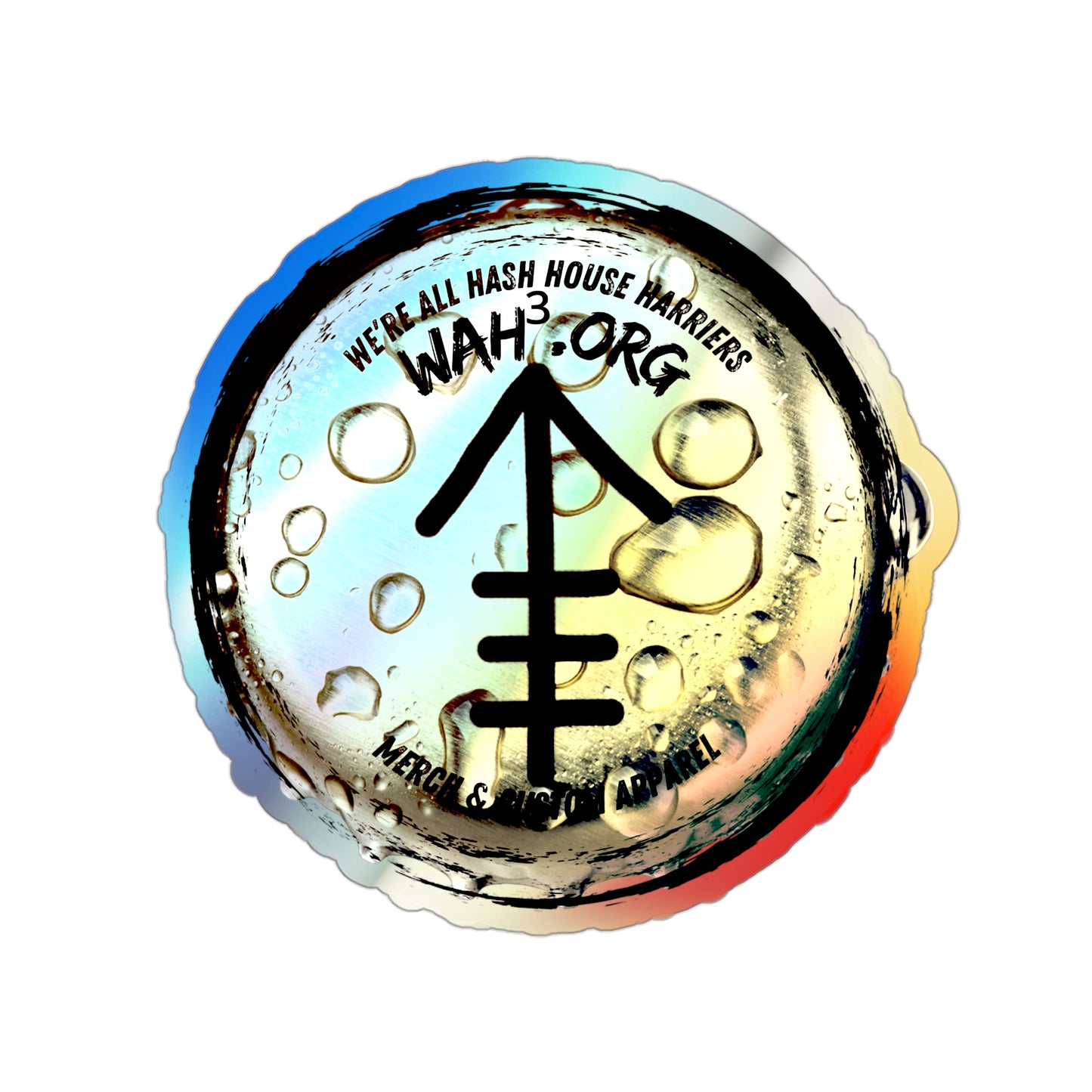 Holographic WAH3 Logo Bottle Cap Die-Cut Stickers - Fun and Unique Designs for Everyday Adventures