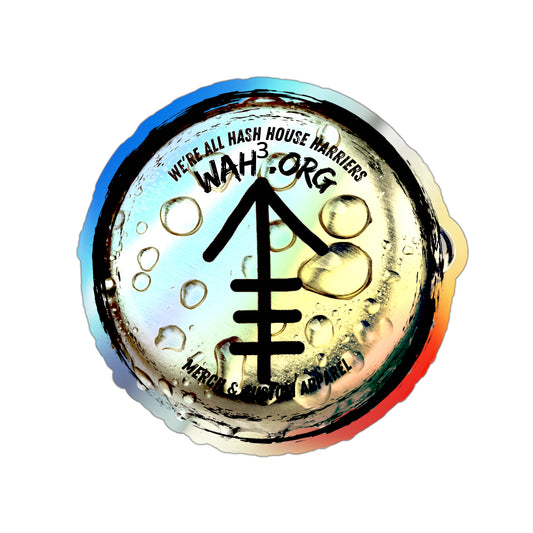 Holographic WAH3 Logo Bottle Cap Die-Cut Stickers - Fun and Unique Designs for Everyday Adventures
