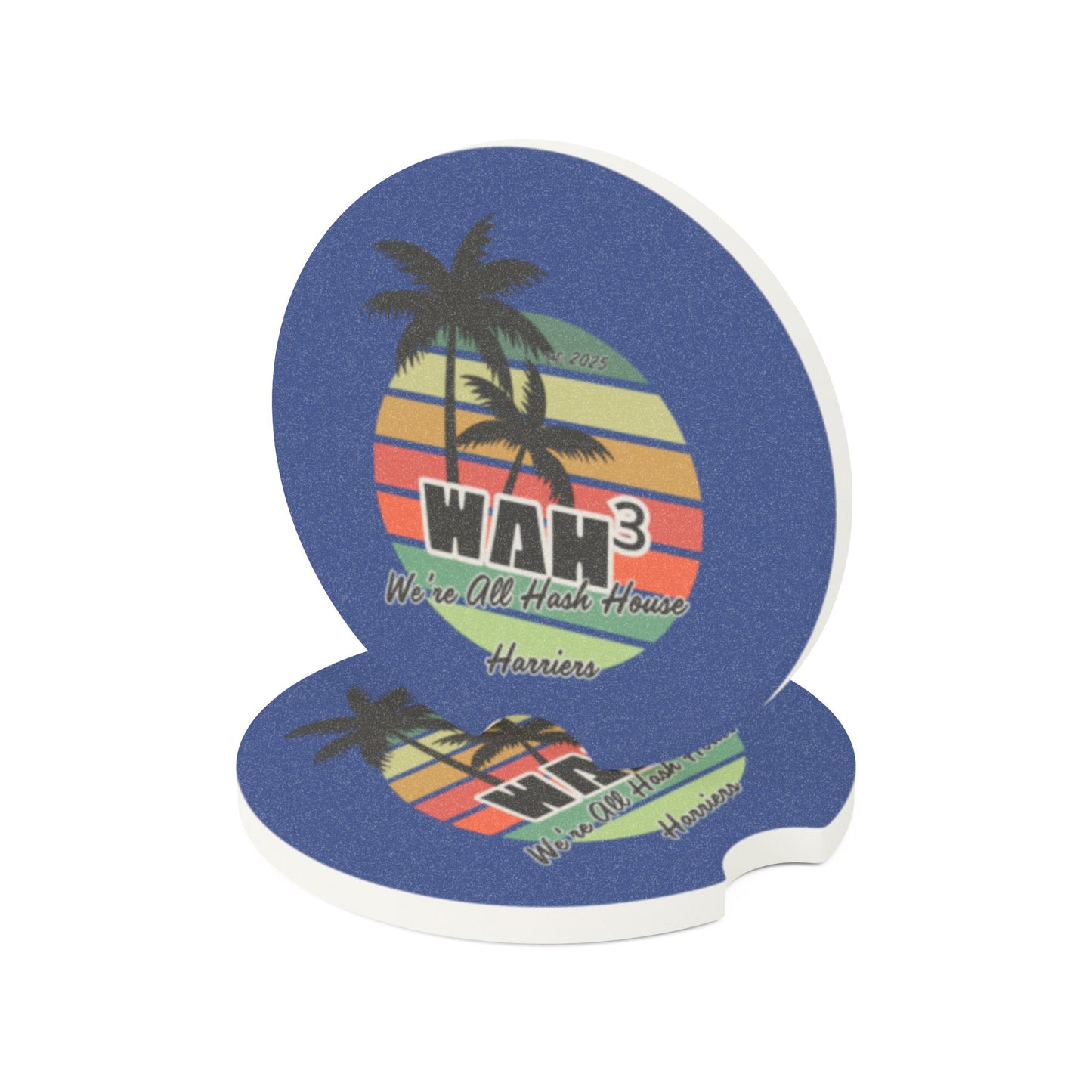 WAH3 Retro Palm Tree Soapstone Car Coaster, Car Accessories, Gift for Road Trips, Car Decor, Summer Vibes