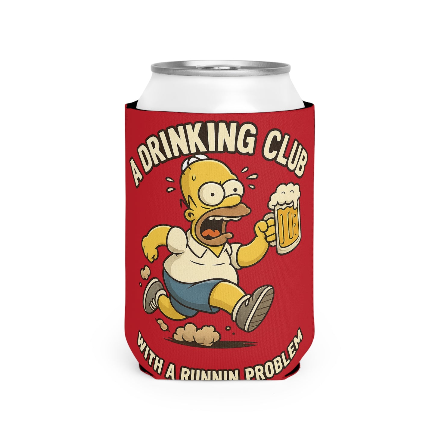 WAH3 Red Tropic Simpsons Runnin Parody Funny Can Cooler Sleeve, Beverage Insulator for Parties, Novelty Gift for Beer Lovers, Unique Wedding Favor, Summer BBQ Accessory