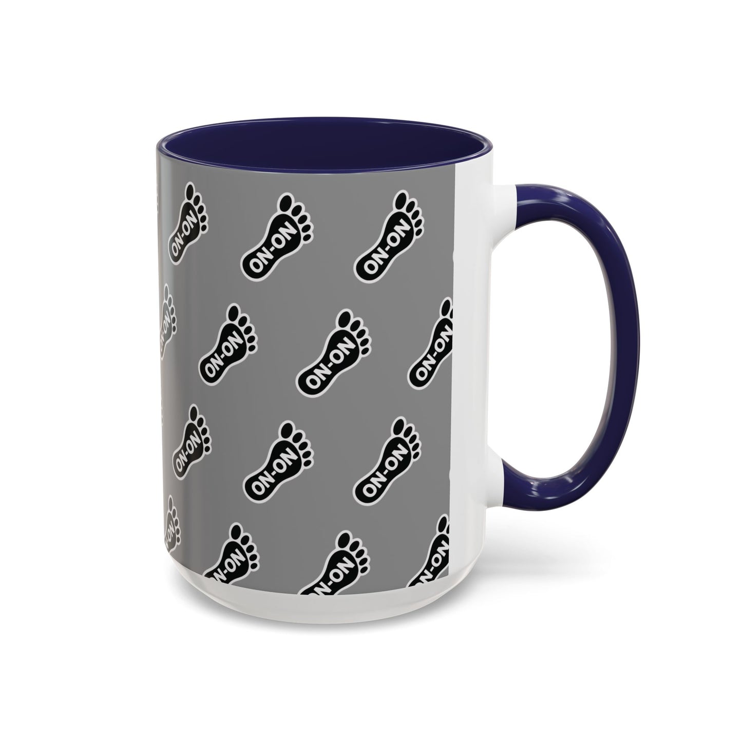 WAH3 Grey BG On-On Footprint Accent Coffee Mug - 11oz & 15oz
