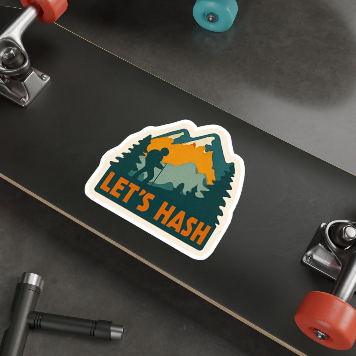 WAH3 Lets Hash Outdoor Adventure Die-Cut Stickers - Let's Hash Hiking Design