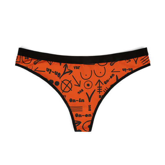 WAH3 Symbols Orange Women's Thongs, Fun Underwear, Stylish Lingerie, Graphic Briefs, Unique Gift for Her