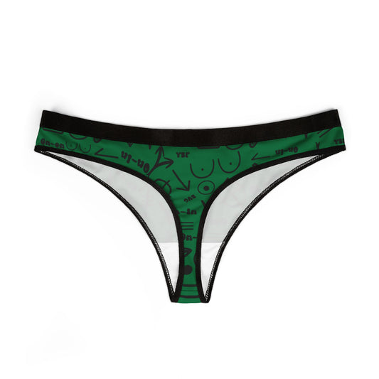 WAH3 Symbols Green Women's Thongs, Fun Underwear, Stylish Lingerie, Graphic Briefs, Unique Gift for Her