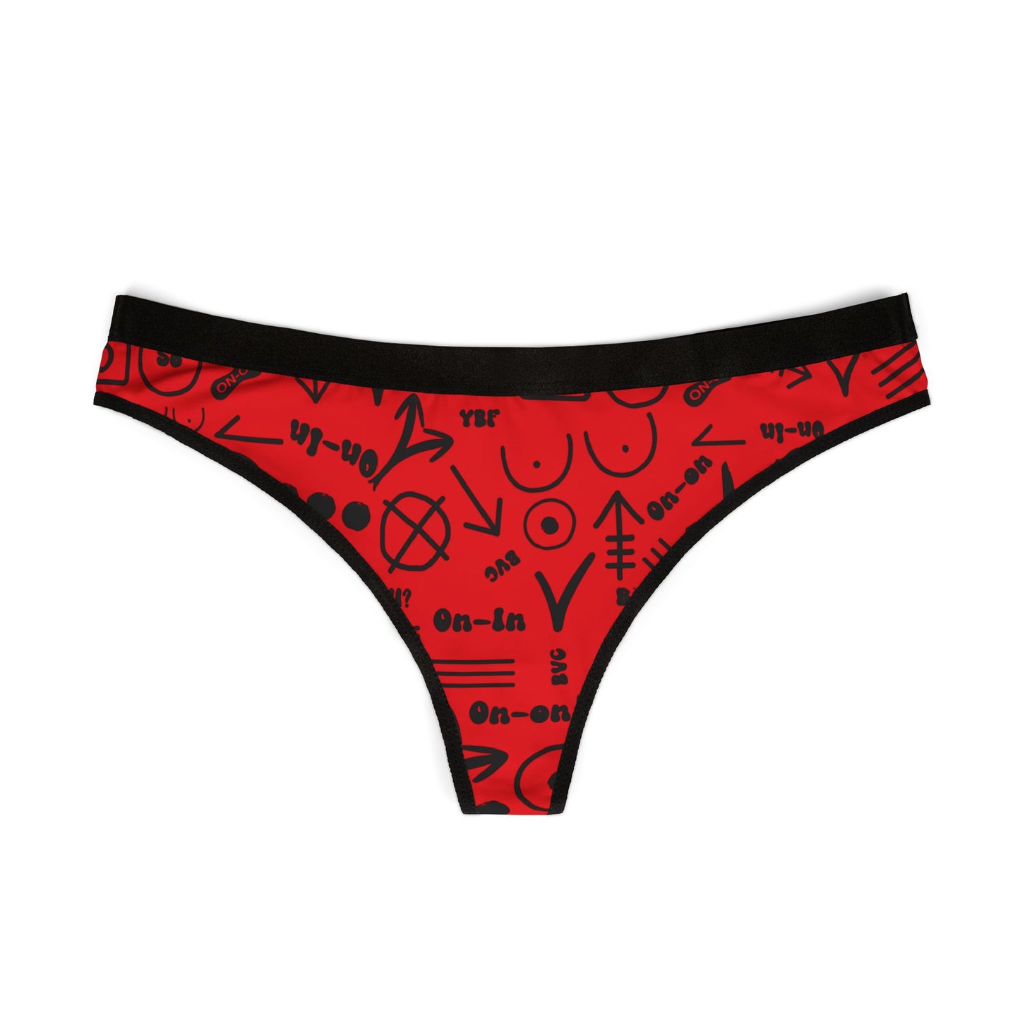 WAH3 Symbols Red Women's Thongs, Fun Underwear, Stylish Lingerie, Graphic Briefs, Unique Gift for Her