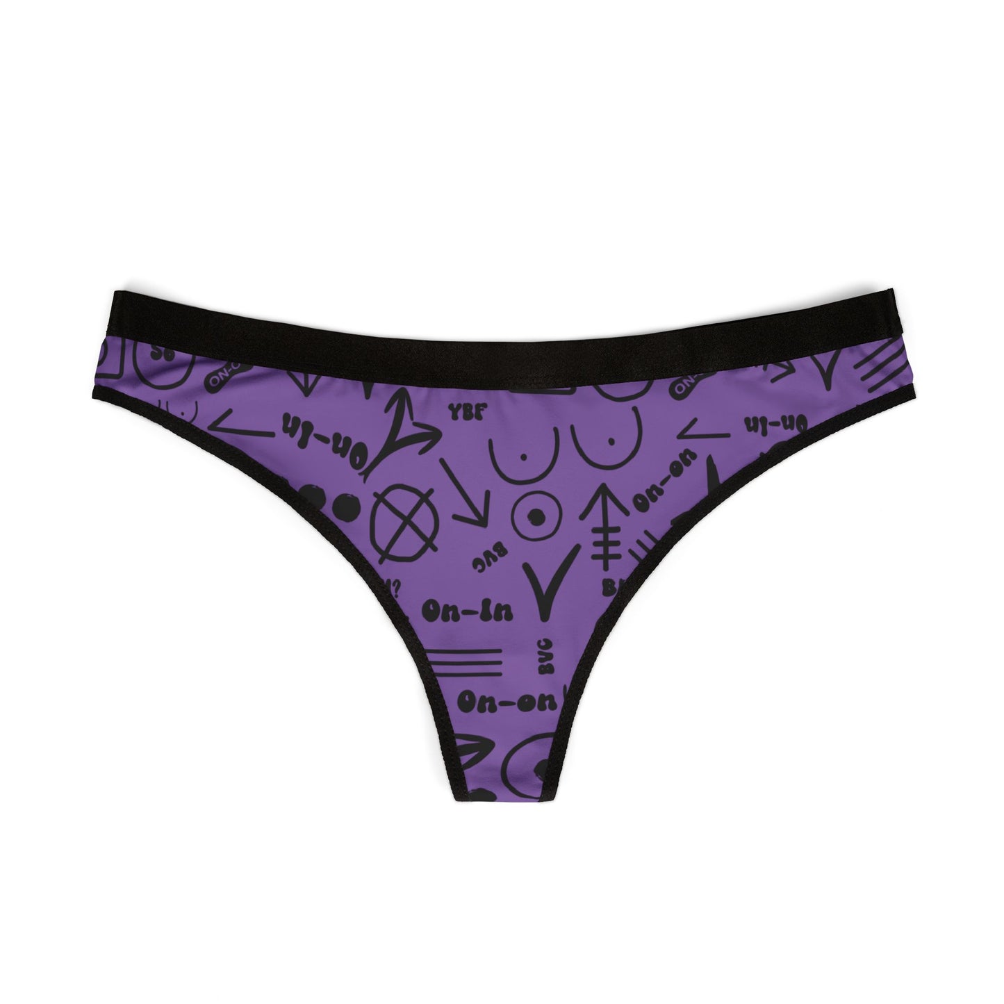 WAH3 Symbols Purple Women's Thongs, Fun Underwear, Stylish Lingerie, Graphic Briefs, Unique Gift for Her