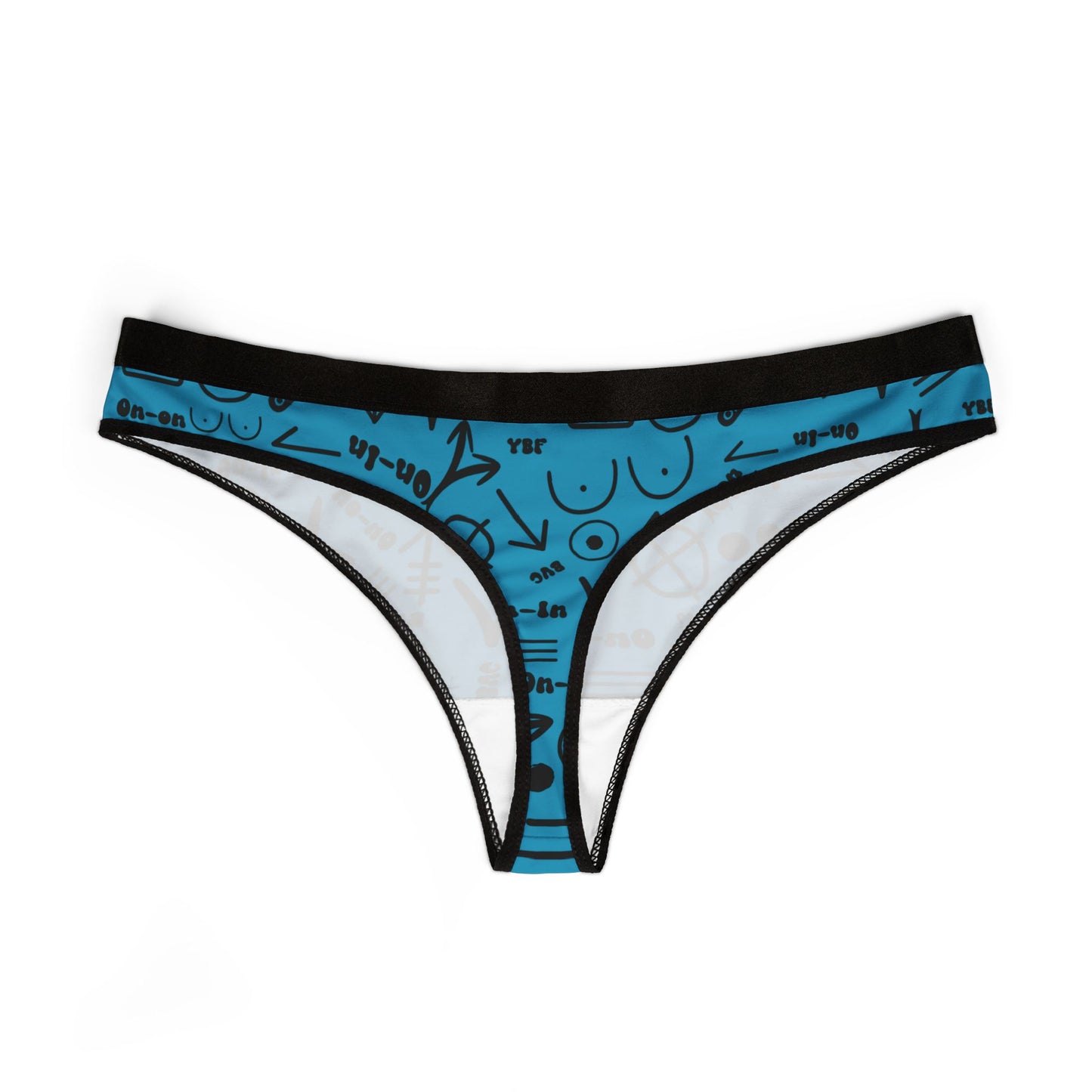 WAH3 Symbols Turquoise Women's Thongs, Fun Underwear, Stylish Lingerie, Graphic Briefs, Unique Gift for Her
