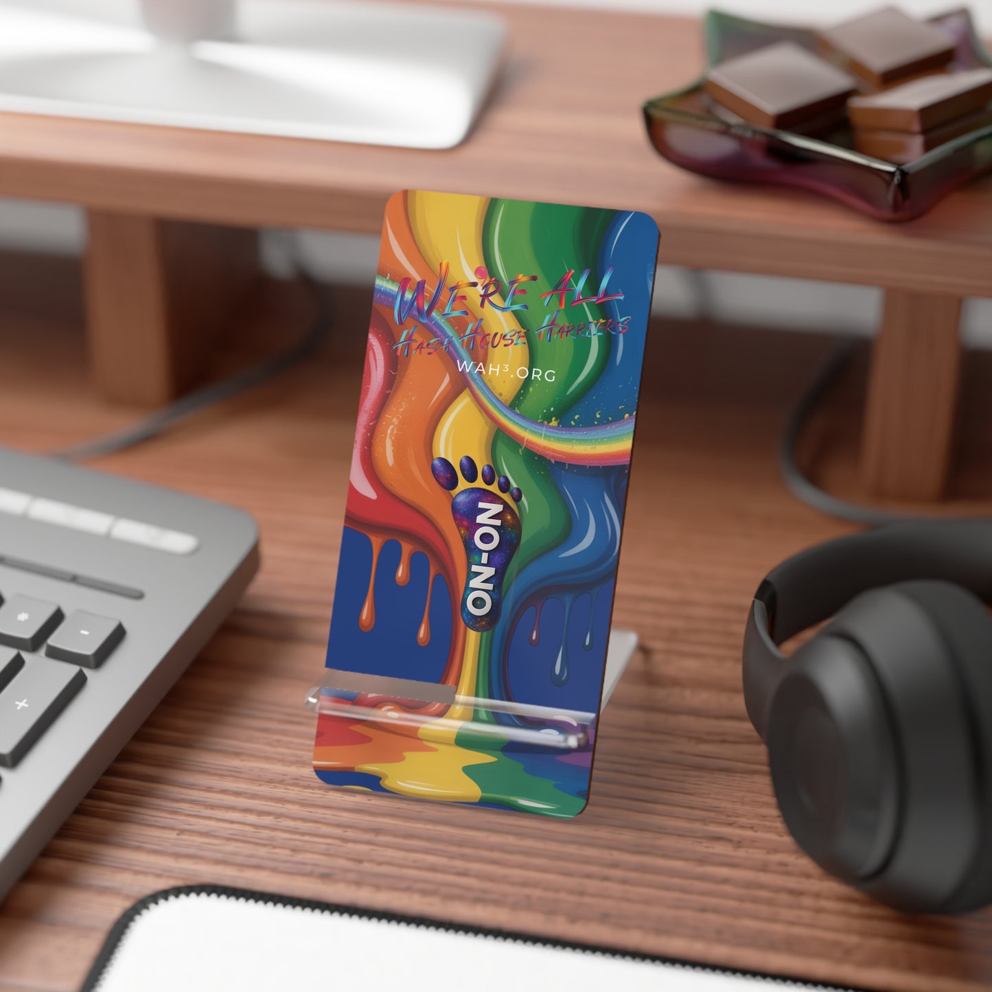 WAH3 Rainbow Liquid Paint  Mobile Display Stand for Smartphones - Vibrant Artful Design