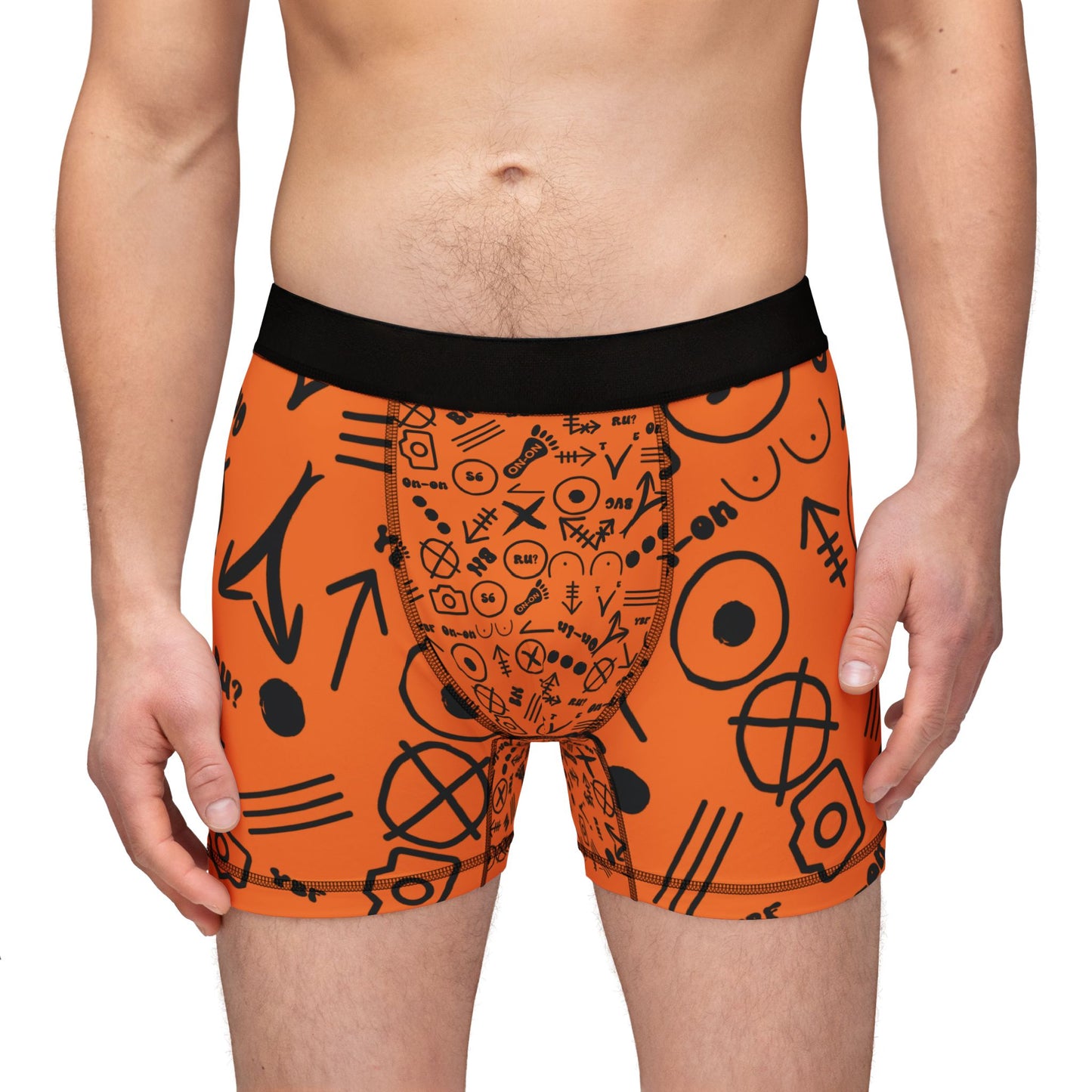 WAH3 Hash Orange Symbols Men's Boxers, Unique Printed Underwear, AOP Boxers for Everyday Comfort, Fun Gift for Men, Stylish Menswear