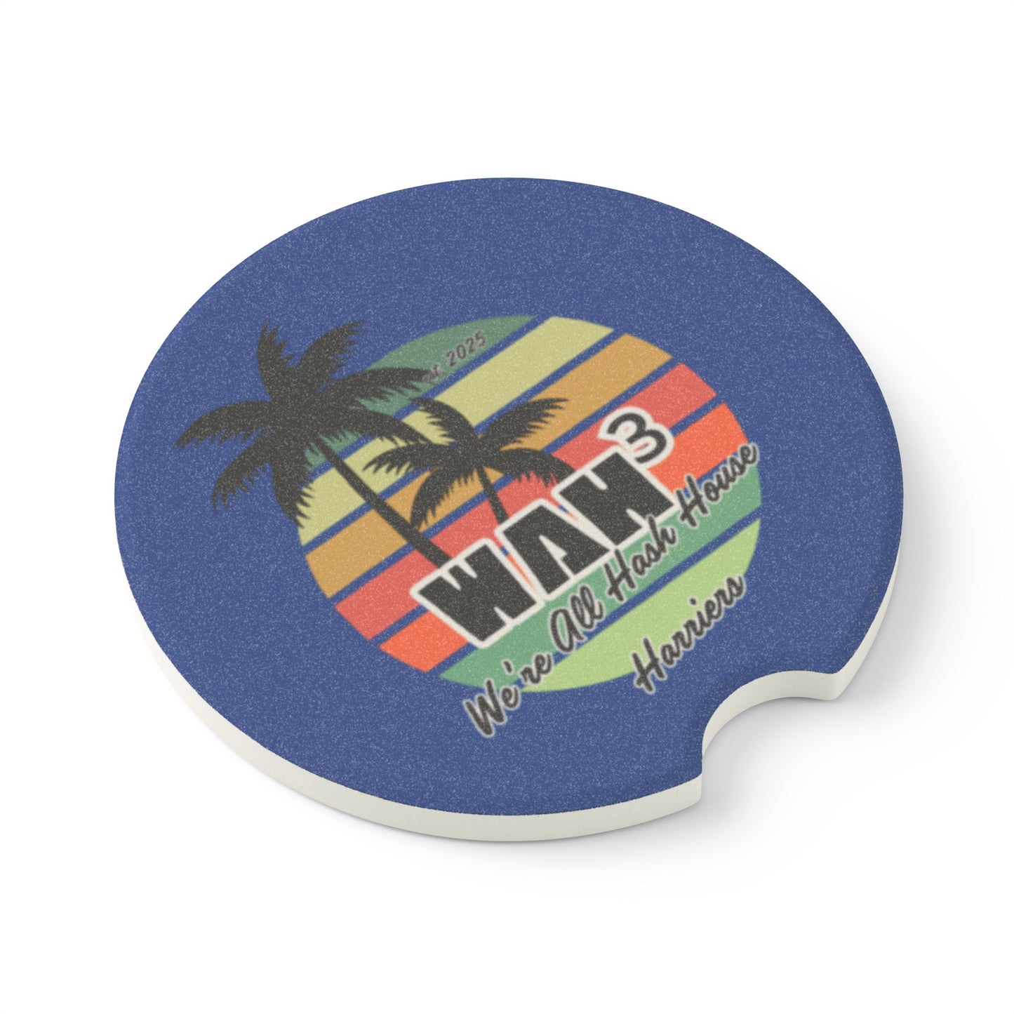 WAH3 Retro Palm Tree Soapstone Car Coaster, Car Accessories, Gift for Road Trips, Car Decor, Summer Vibes