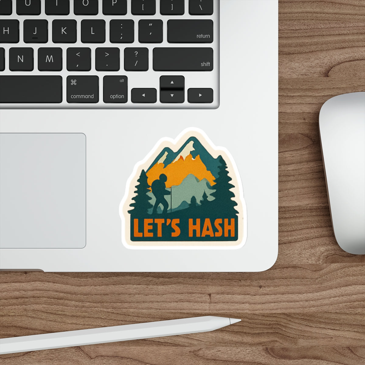 WAH3 Lets Hash Outdoor Adventure Die-Cut Stickers - Let's Hash Hiking Design