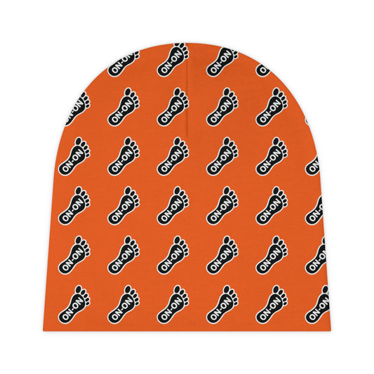 WAH3 On-on Foot Orange Baby Beanie | Cute Newborn Gift, Baby Shower Accessory, Everyday Comfort, Infant Hat, First Christmas Beanie