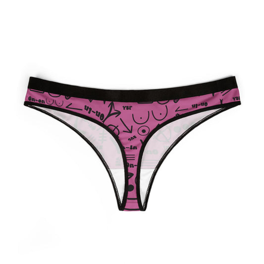 WAH3 Symbols Pink Women's Thongs, Fun Underwear, Stylish Lingerie, Graphic Briefs, Unique Gift for Her