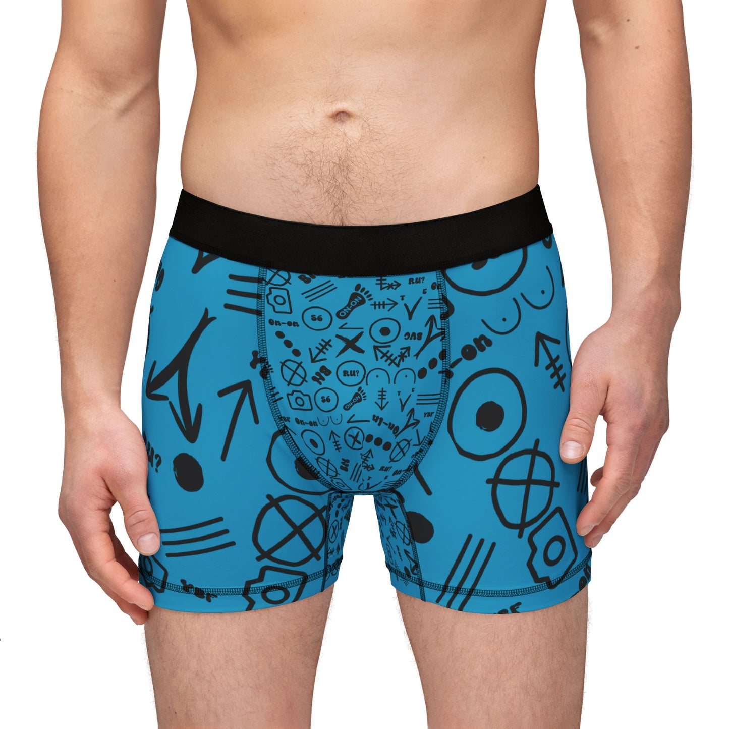 WAH3 Hash Symbols Turquoise Men's Boxers, Unique Printed Underwear, AOP Boxers for Everyday Comfort, Fun Gift for Men, Stylish Menswear