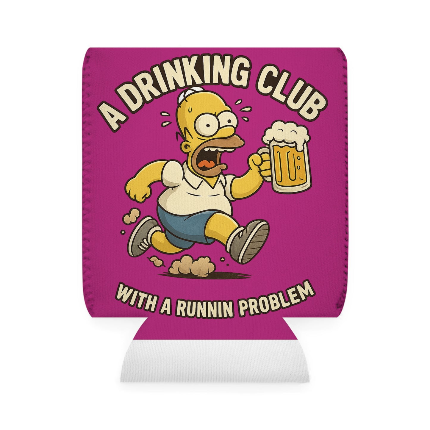 WAH3 Pink Tropic Simpsons Runnin Parody Funny Can Cooler Sleeve, Beverage Insulator for Parties, Novelty Gift for Beer Lovers, Unique Wedding Favor, Summer BBQ Accessory