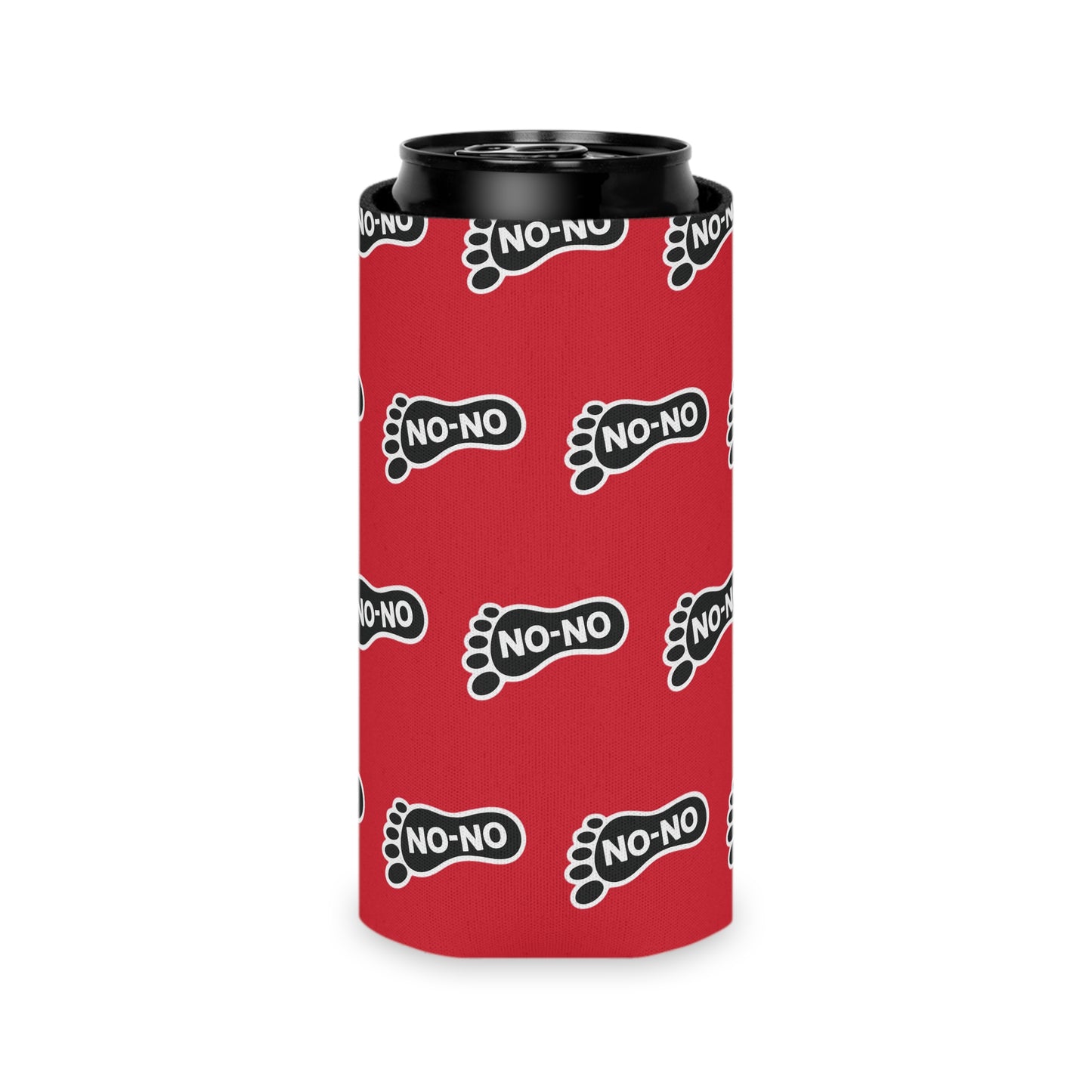WAH3 On-on Red Footprint Can Cooler – Fun & Quirky Drink Sleeve for Parties