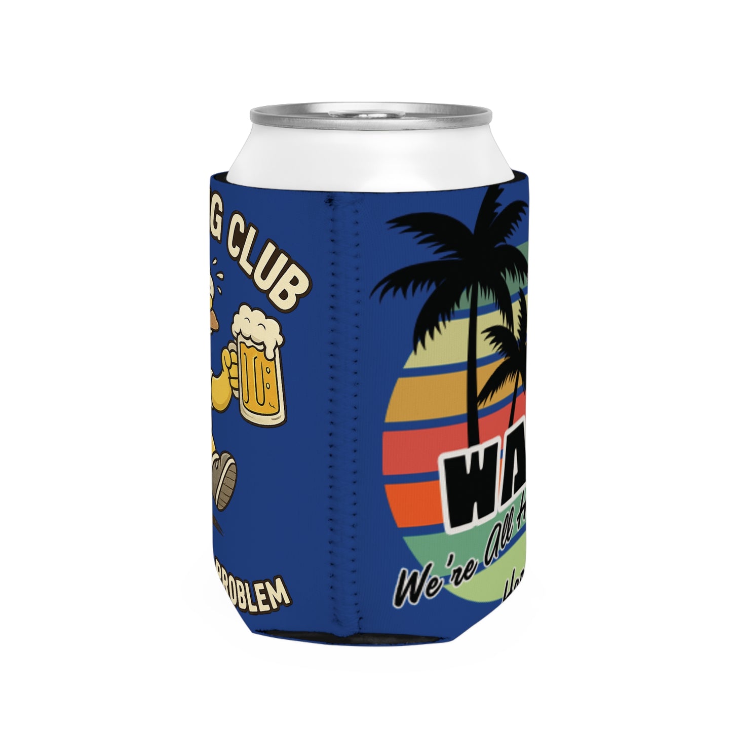WAH3 Blue Tropic Simpsons Runnin Parody Funny Can Cooler Sleeve, Beverage Insulator for Parties, Novelty Gift for Beer Lovers, Unique Wedding Favor, Summer BBQ Accessory
