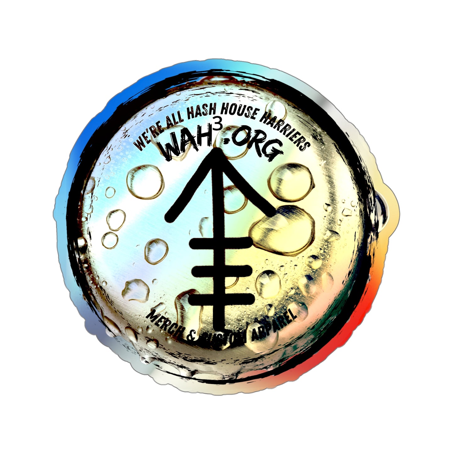Holographic WAH3 Logo Bottle Cap Die-Cut Stickers - Fun and Unique Designs for Everyday Adventures