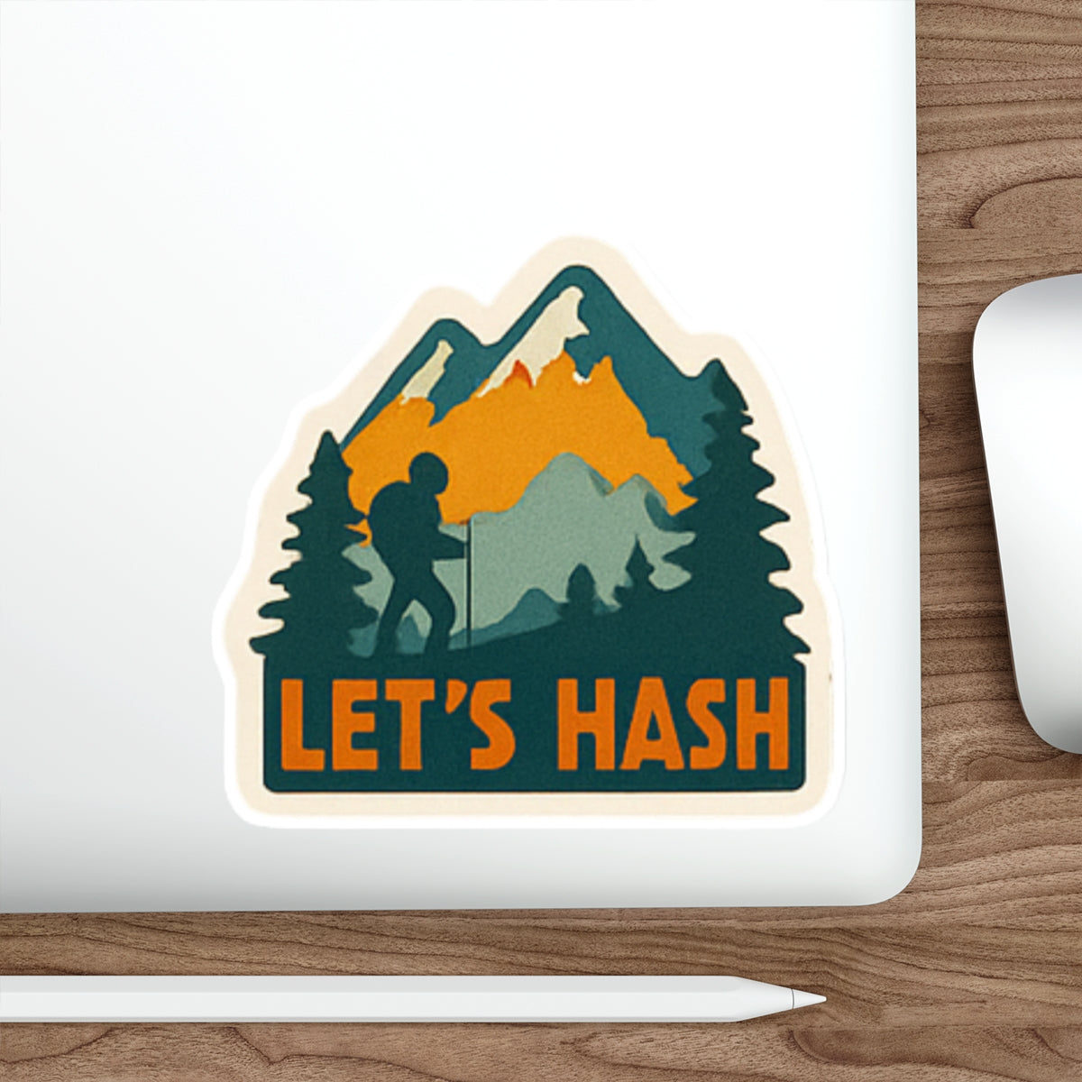 WAH3 Lets Hash Outdoor Adventure Die-Cut Stickers - Let's Hash Hiking Design